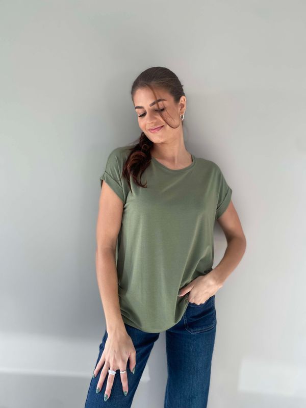 Pepper Basic T-Skjorte Rund Hals Khaki Grønn