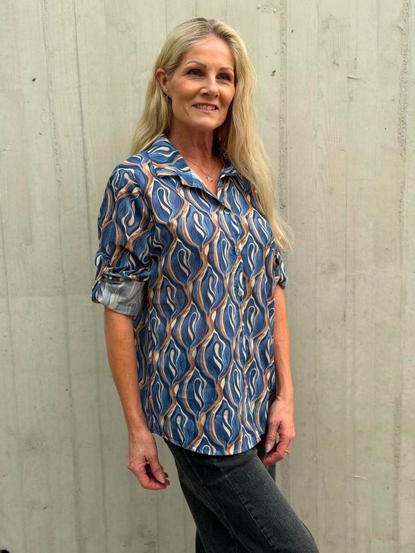 Carmen Skjortebluse Jeans Blå