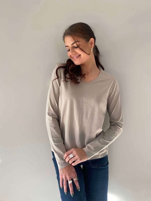Hovedbilde Pepper Basic Longsleeve V-Hals Sand