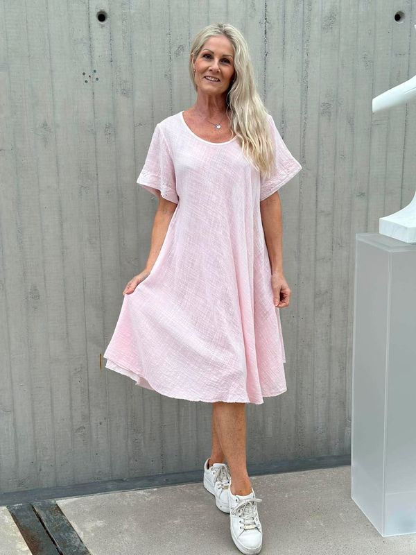 Linde Kjole Plain Rosa