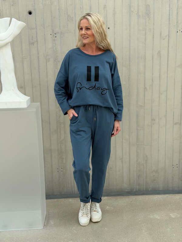 Friday Joggedress Jeans Blå