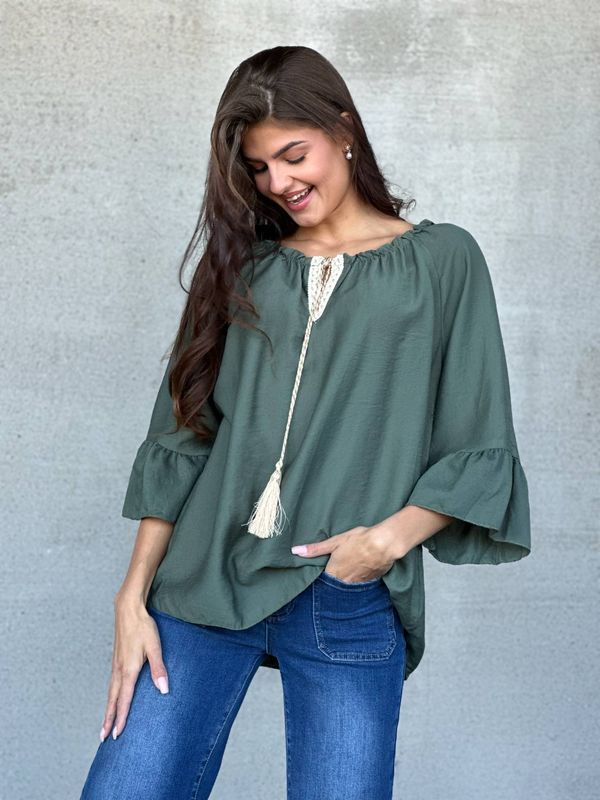 Elina Bluse Khaki Grønn