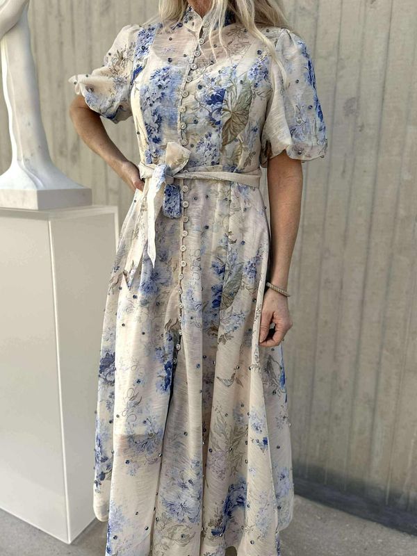 Valentina Kjole Lang Blå