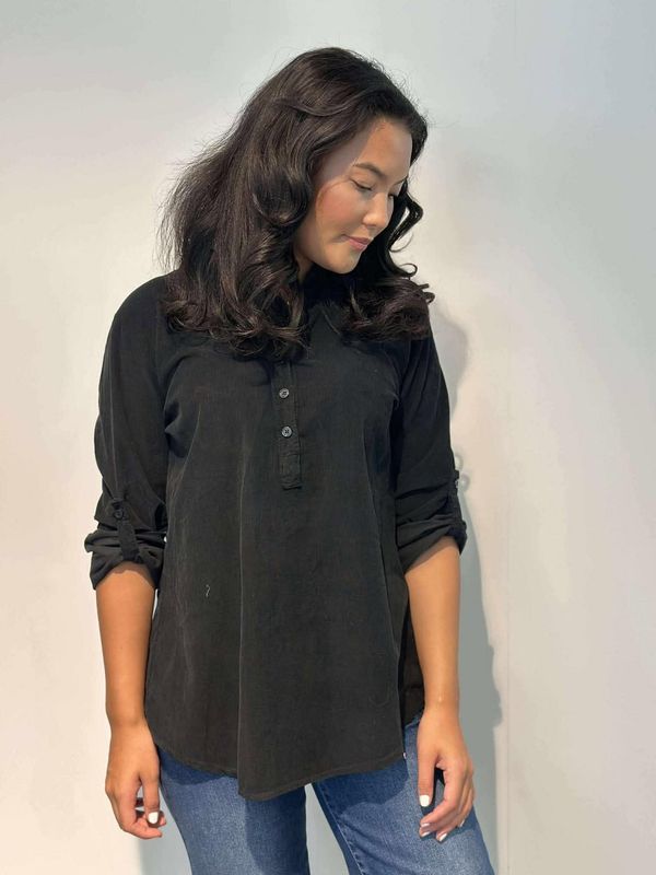 Cord Skjortebluse Sort