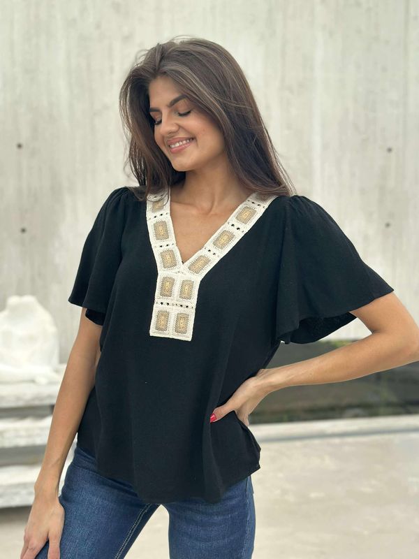 Kelsi Linbluse Sort